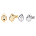 Teardrop Geometric Minimalist 925 Sterling Silver Gold Plated Cubic Zirconia Stud Earrings