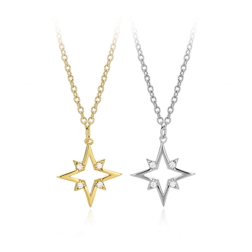 Elegant Star Cubic Zirconia Pendant Necklace 925 Sterling Silver White Gold and Yellow Gold for Women Fashion 2025 New Hot Sale Party Gift