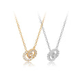 Geometric Double Interlocking Circle 18K Gold and Rhodium Plated  Cubic Zirconia 925 Sterling Silver Pendant Necklace