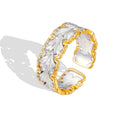 Elegant Maple Leaf Design 18K Gold Plating 925 Sterling Silver Adjustable Open Ring