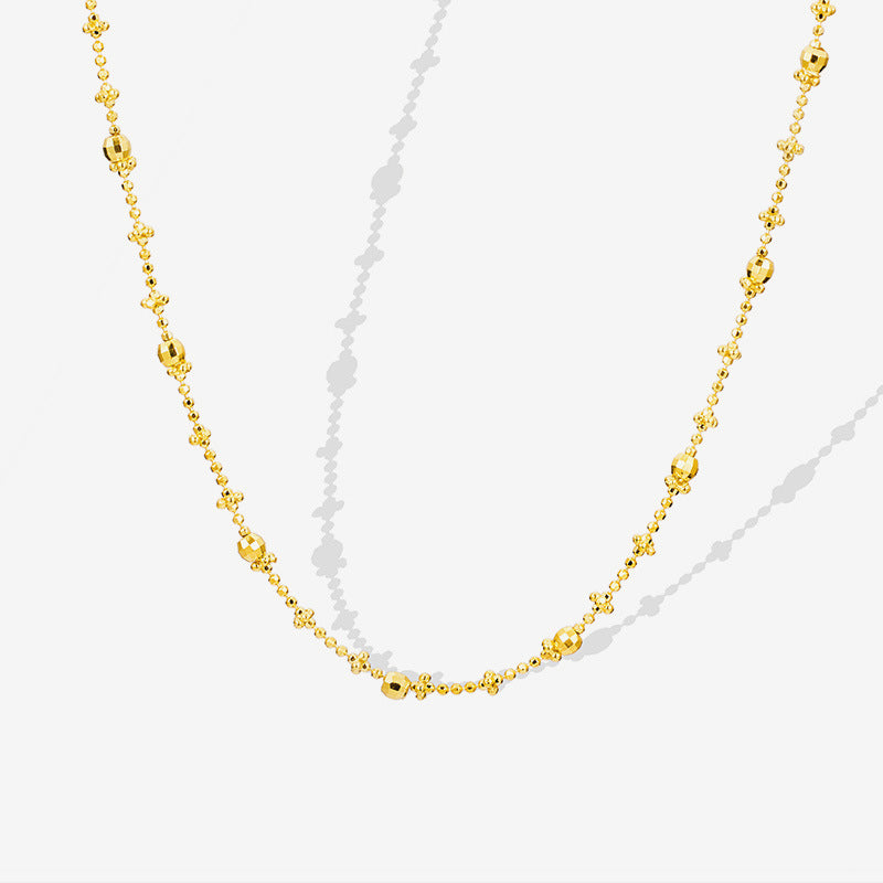 Elegant Geometric Design Adjustable Tennis 925 Sterling Silver Beaded  Chain Necklace