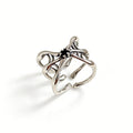 Women Fashion Unique Vintage Design Statement Jewelry Dark Gothic Spider Black Cubic Zirconia 925 Sterling Silver Adjustable Ring