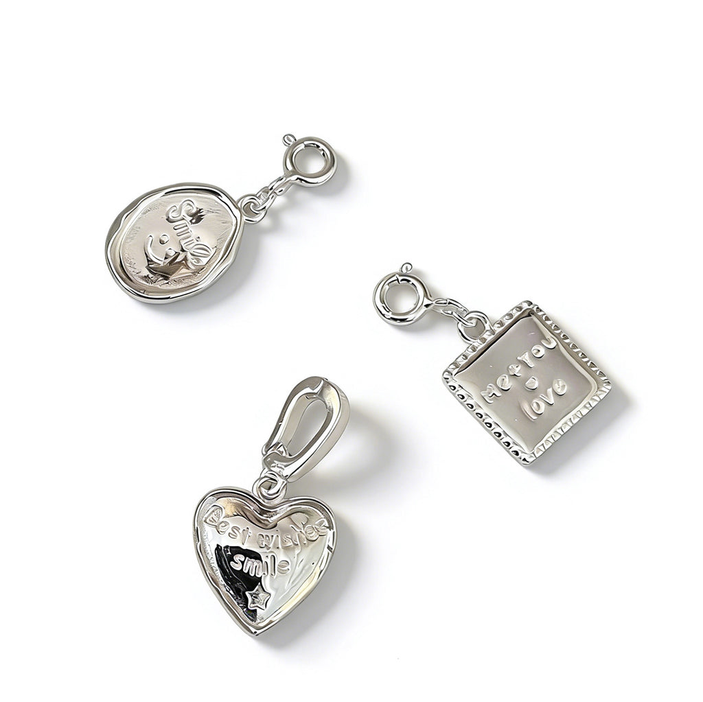 Trendy Heart Shape Letter Pendant Polished 925 Sterling Silver Minimalist Charm