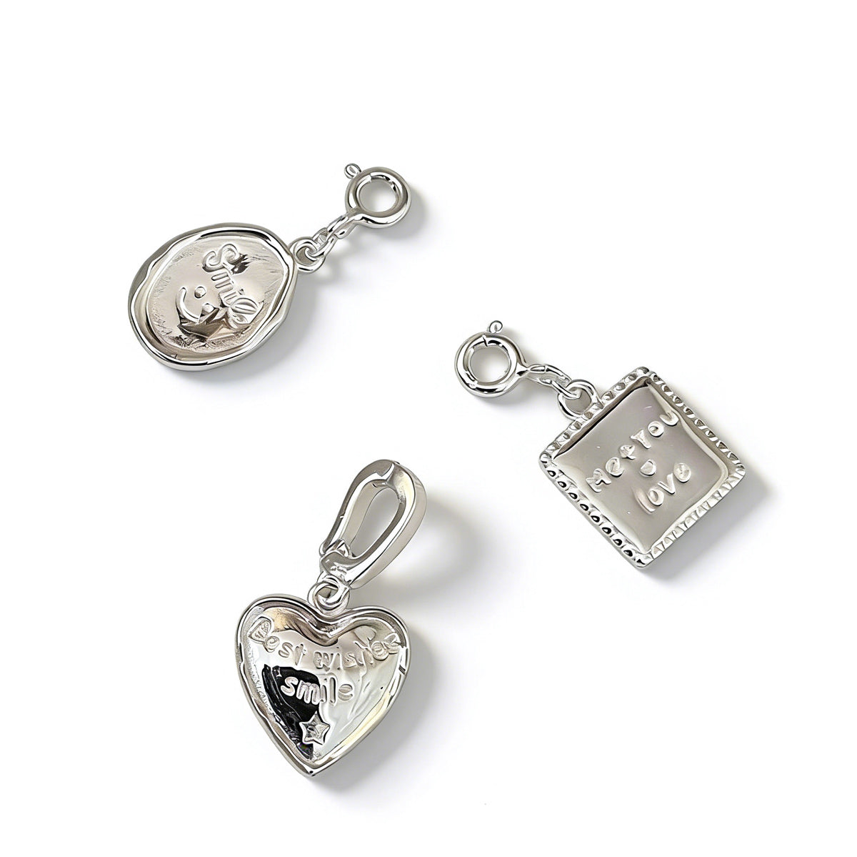 Trendy Heart Shape Letter Pendant Polished 925 Sterling Silver Minimalist Charm