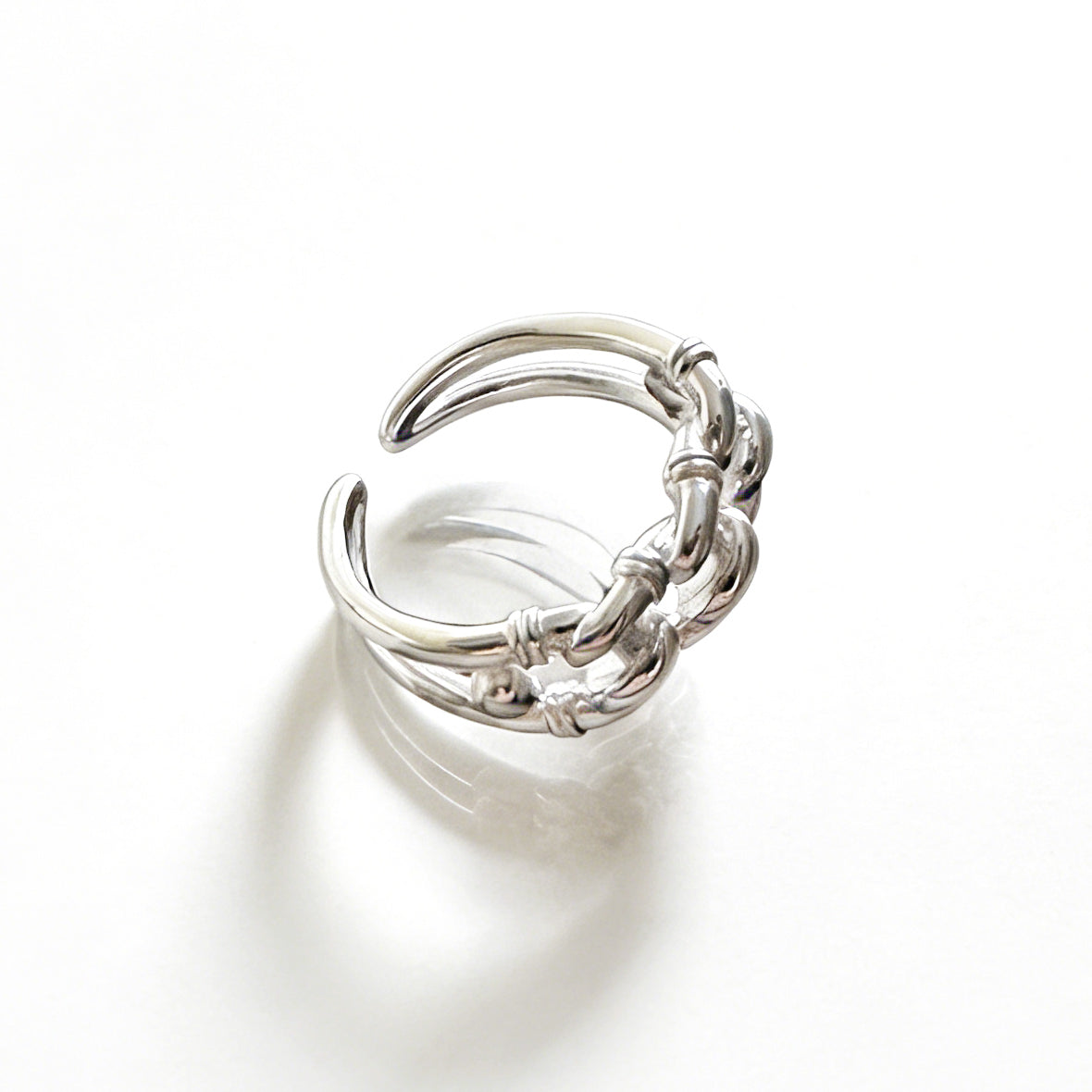 Vintage Art Deco Style Woven Knot Design Adjustable 925 Sterling Silver Ring