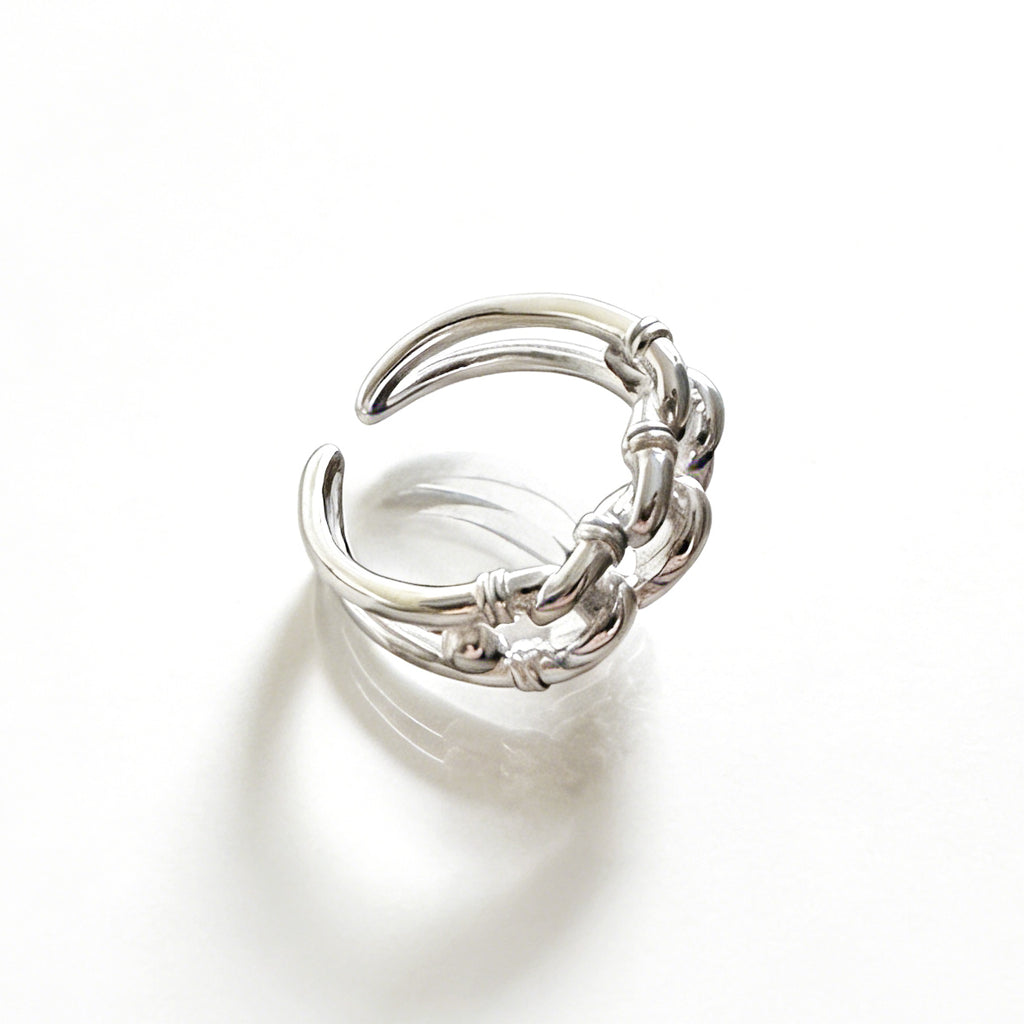 Vintage Art Deco Style Woven Knot Design Adjustable 925 Sterling Silver Ring