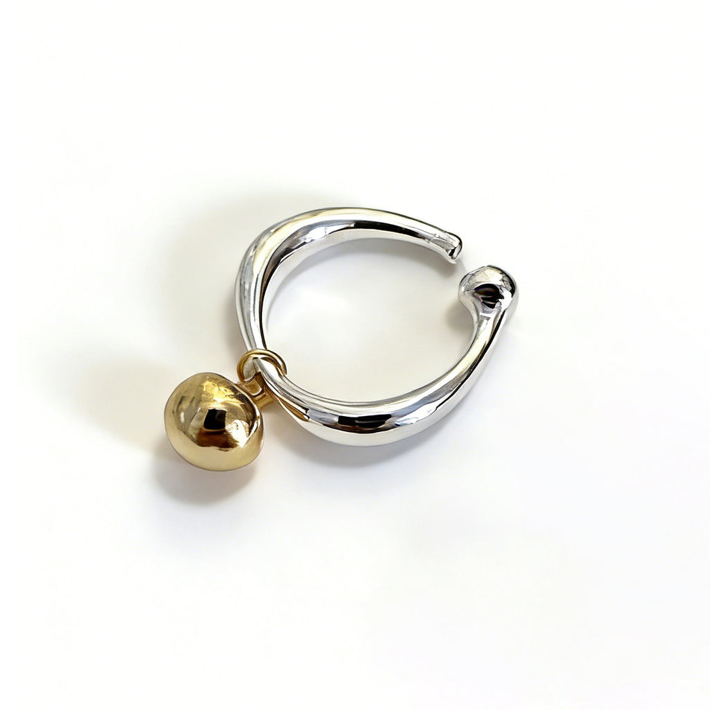 Adjustable Geometric Water Drop Design Round Ball Charm 925 Sterling Silver Fashion Ring
