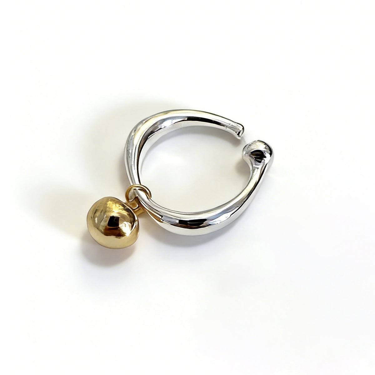 Adjustable Geometric Water Drop Design Round Ball Charm 925 Sterling Silver Fashion Ring