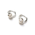 925 Sterling Silver Geometric Pearl Twisted Hoop Earrings