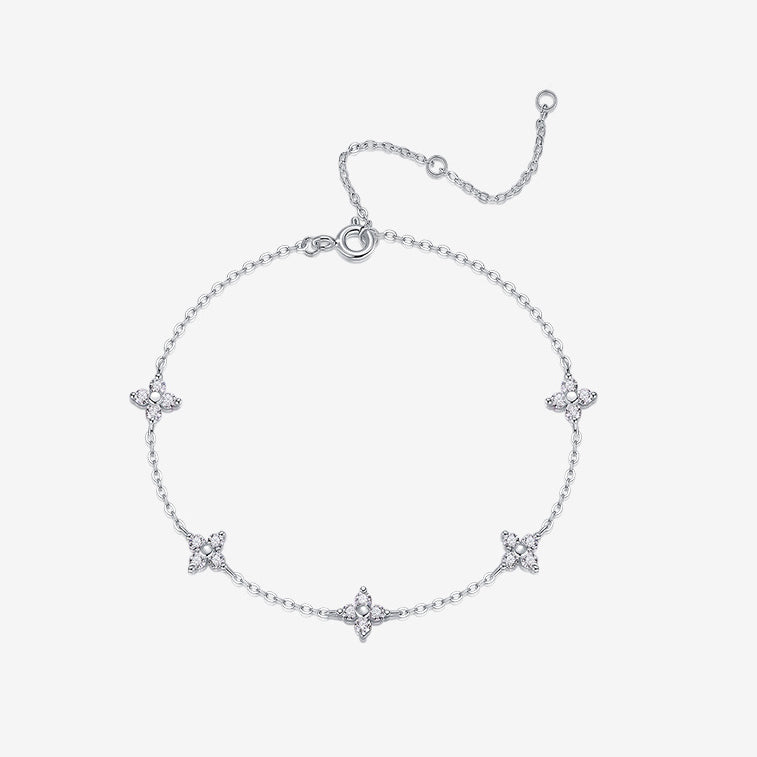 Elegant Moissanite Geometric Star Design S925 Sterling Silver Fashion Bracelet
