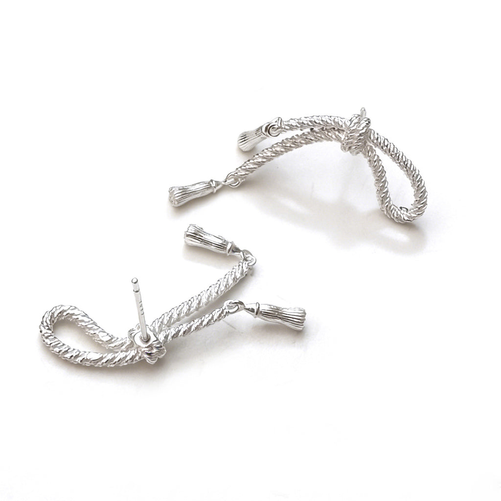 Fashion Jewelry Gift Trendy Minimalist Style Elegant Bow Knot Tassel Design S925 Sterling Silver Drop Earrings