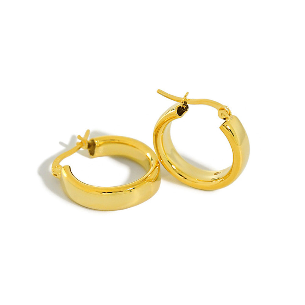 Classic Geometry Hollow Circle 925 Sterling Silver Huggie Hoop Earrings