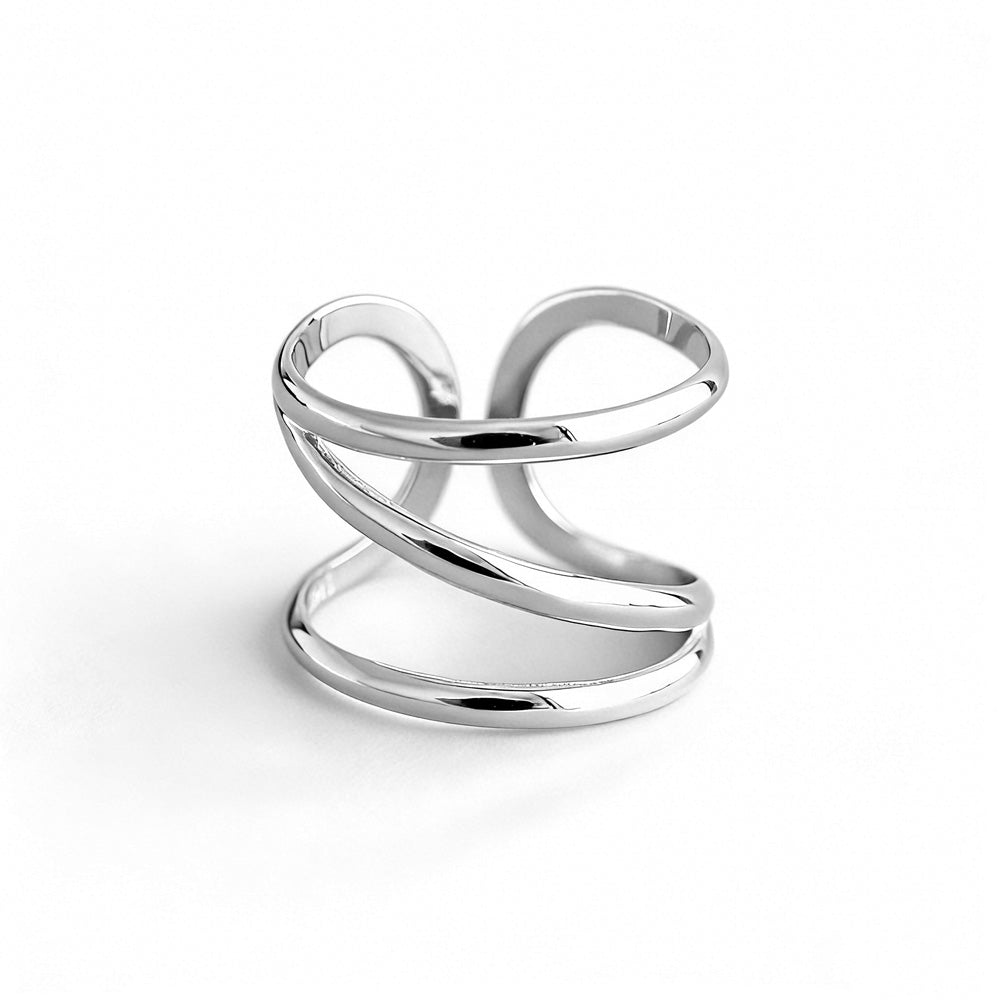 Geometric Chic Style Adjustable 925 Sterling Silver Open Ring