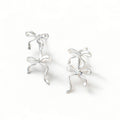 Pure Metal Frosted Double Bow Stud Earrings In Silver S925 Sterling Silver Minimalist Ins Style Delicate Ribbon Ear Stud Earrings