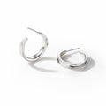 Silver Concave Geometric C S925 Sterling Silver Shape Hoop Earrings