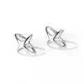 Pure Metal Polished Four Point Star Ear Cuff 925 Sterling Silver Earrings