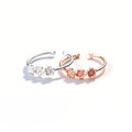 Triple Cherry Blossom Flower Cubic Zirconia S925 Sterling Silver Adjustable Open Ring