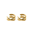 S925 Sterling Silver Silver Minimalist Double Layer Cross Wrap Ear Cuff