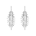 Leaf Shape Pure Metal S925 Sterling Silver Drop Earrings
