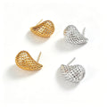 Geometric Water Drop Fashion Hollow Teardrop Mesh Lattice 925 Sterling Silver Stud Earrings