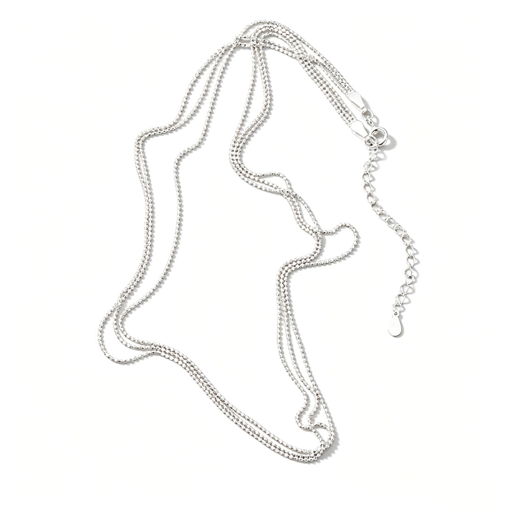Three Layer Shimmering Wave S925 Sterling Silver Bead Chain Necklace  Necklace