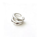 Women Modern Minimalist Fashion Jewelry Irregular Double Layer Open Ring Solid 925 Sterling Silver Geometric Wrap Adjustable Ring
