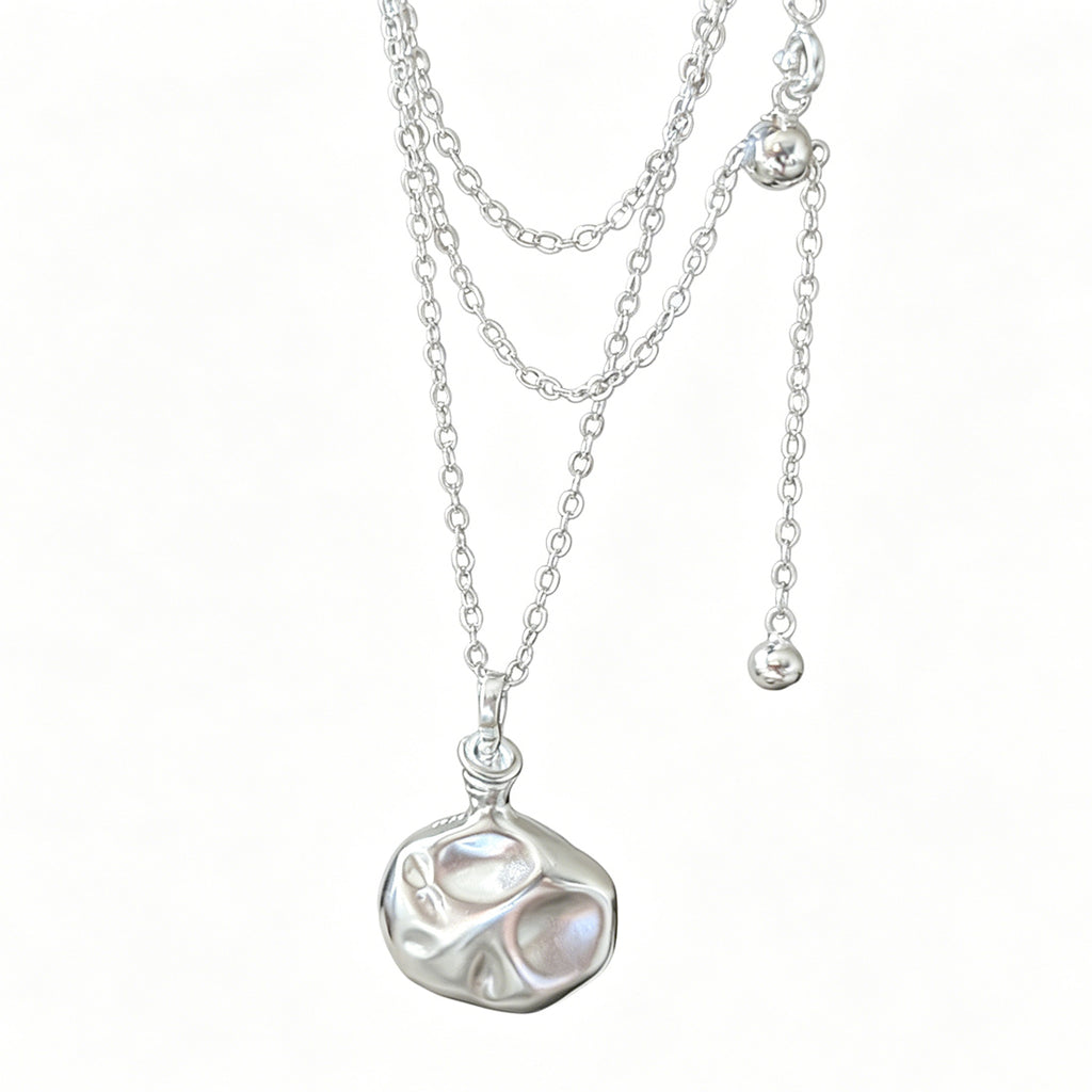 Minimalist Irregular Flask 925 Sterling Silver Pendant Long Sweater Chain Necklace
