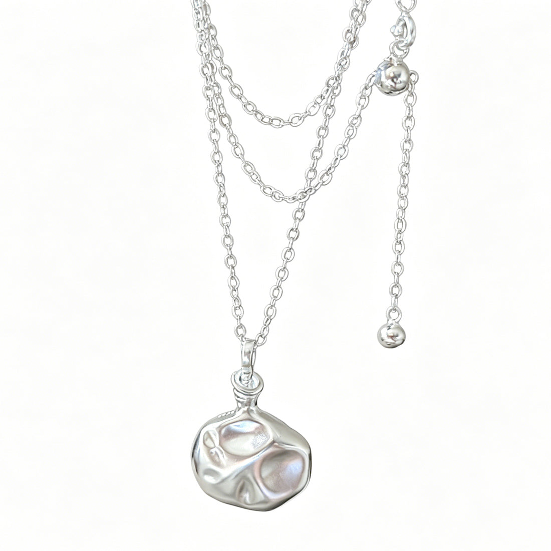 Minimalist Irregular Flask 925 Sterling Silver Pendant Long Sweater Chain Necklace