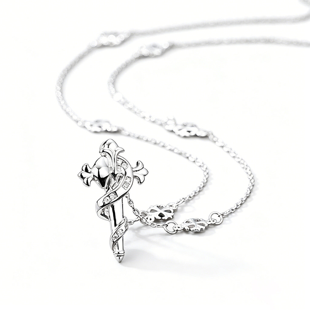 Elegant Fashion Clavicle Religious Cross Snake Cubic Zirconia 925 Sterling Silver Necklace O Chain Station Necklace