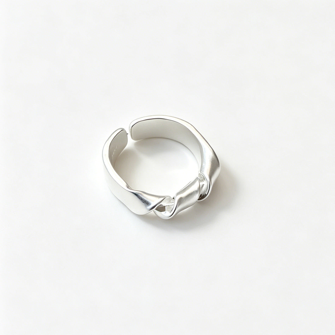 Minimalist Geometric Twisted Knot Silver 925 Sterling Silver Adjustable Ring