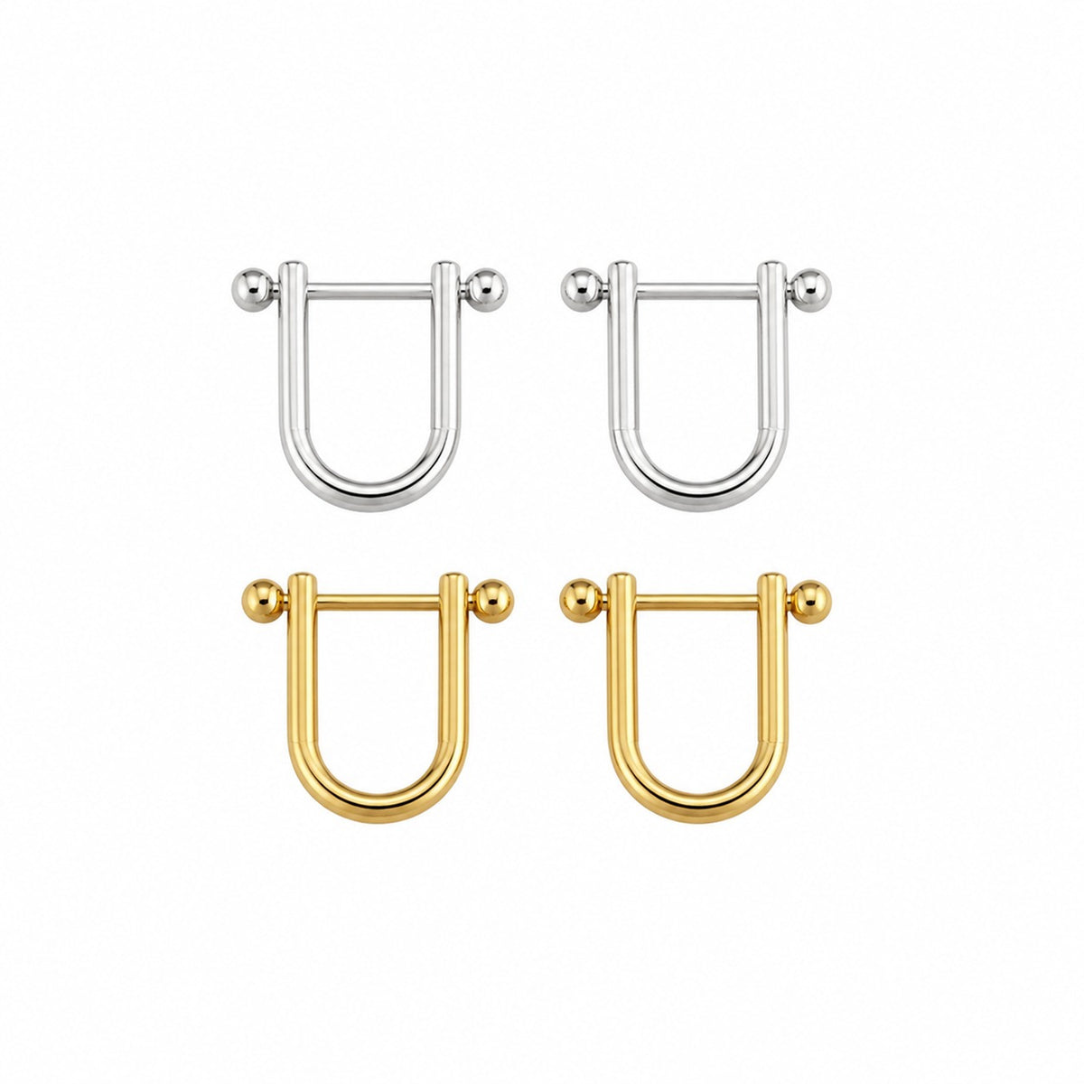 U Shape Geometric 925 Sterling Silver Minimalist Korean Style Fashionable Earrings