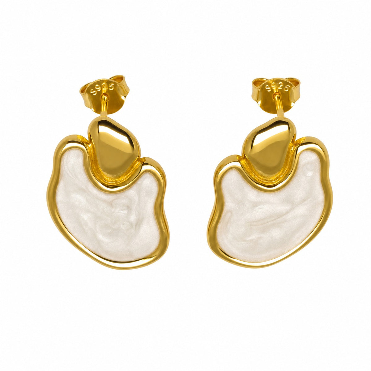 Irregularly Shaped Colored Enamel 925 Silver Earrings