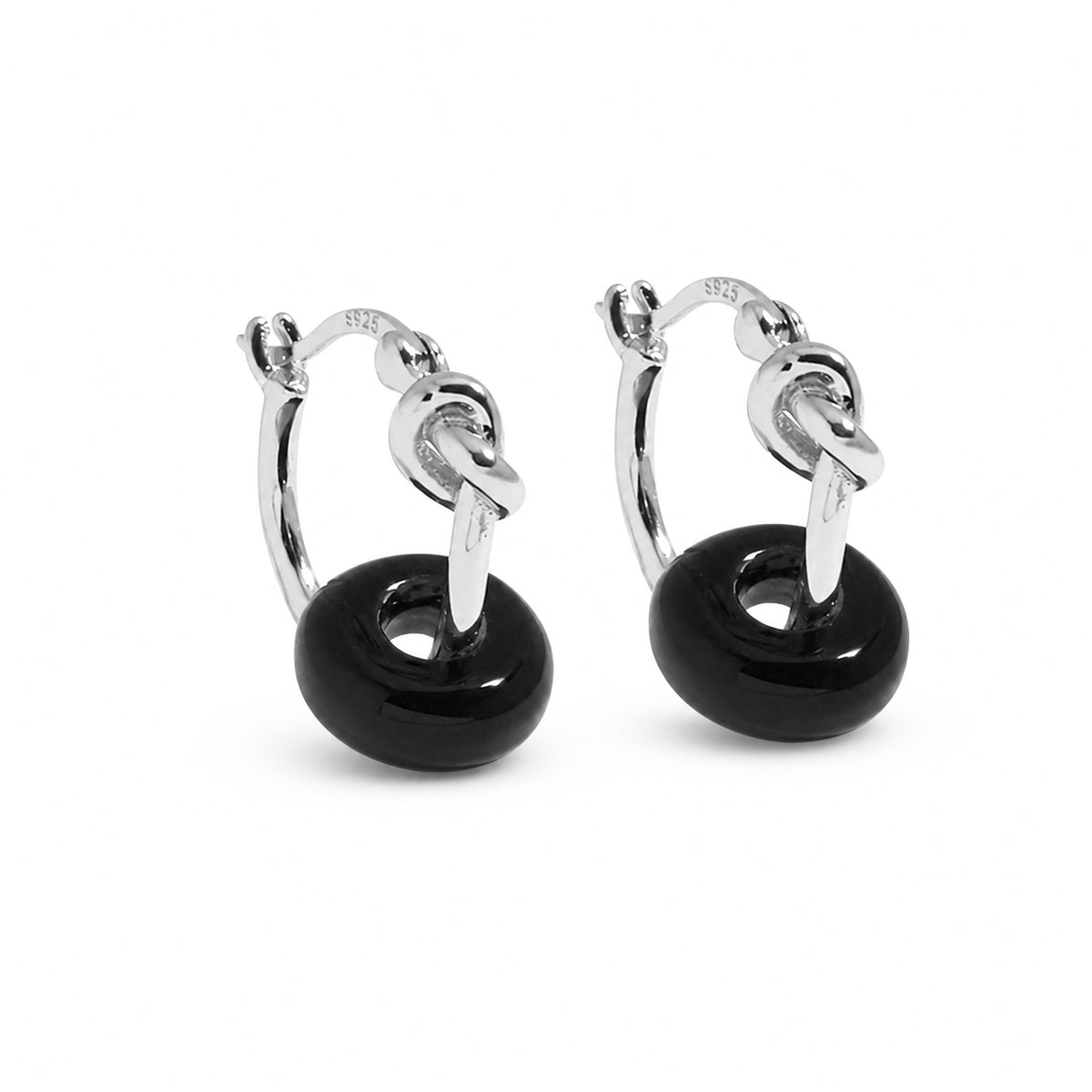 Women Elegant Modern Minimalist 925 Sterling Silver Knot Hoop Drop Earrings Donut Ring Dangle Earrings