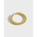 Classic Round Beads 925 Sterling Silver Adjustable Ring