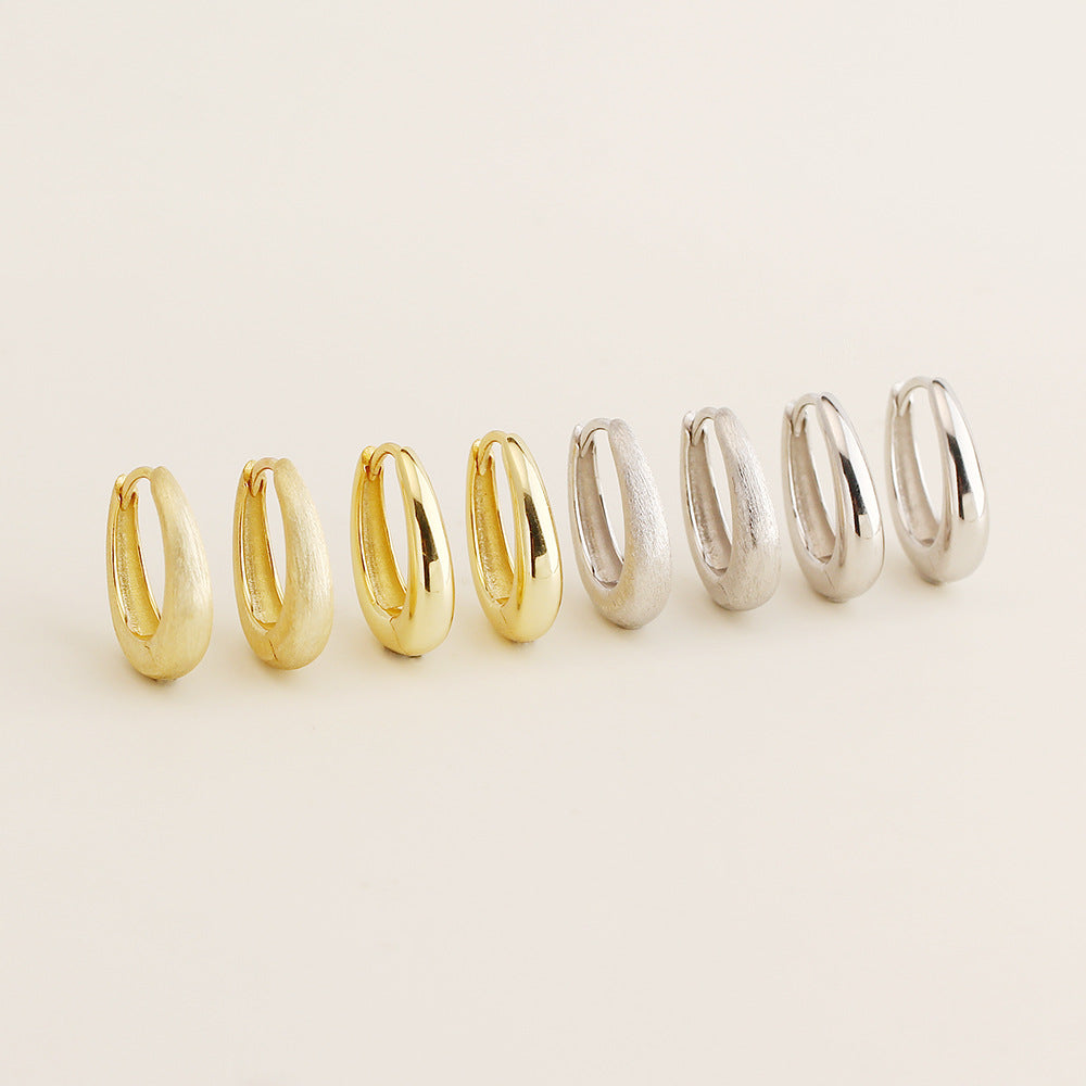 Pendientes,Modernos aretes Huggie de plata esterlina 925 en forma de lágrima