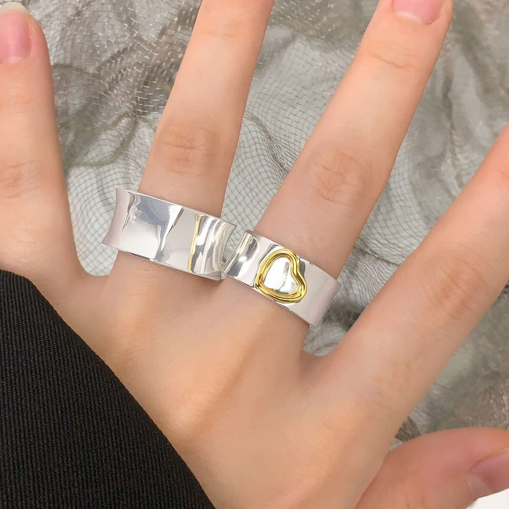 Men's Geometry Irregular Wide 925 Sterling Silver Adjustable Ring