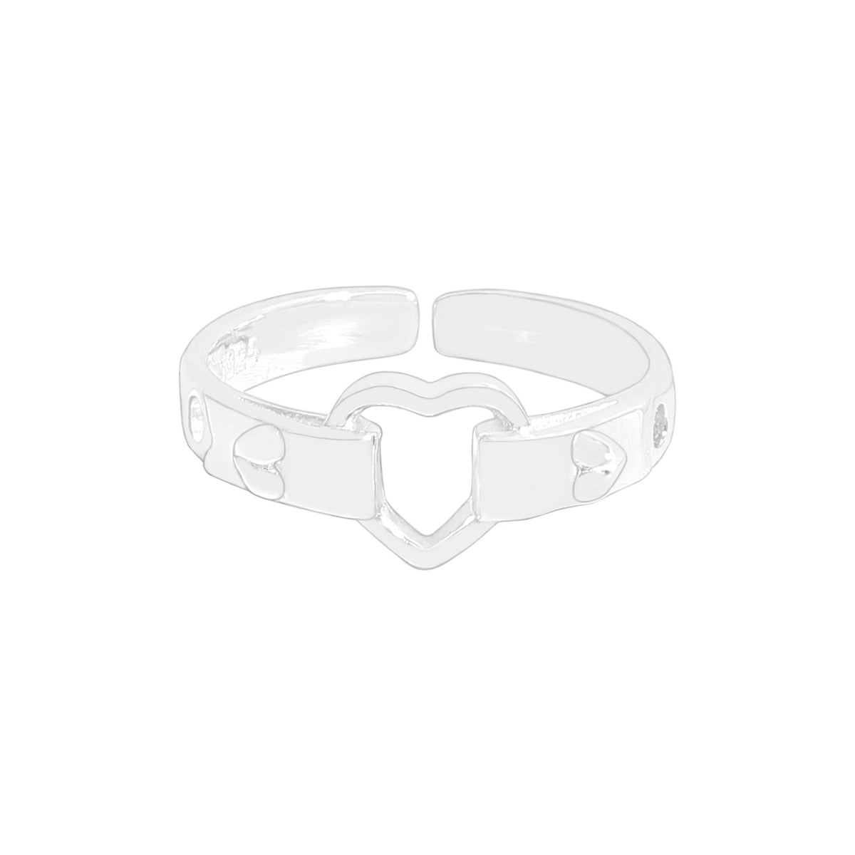 Honey Moon Hollow Heart Belt 925 Sterling Silver Adjustable Ring