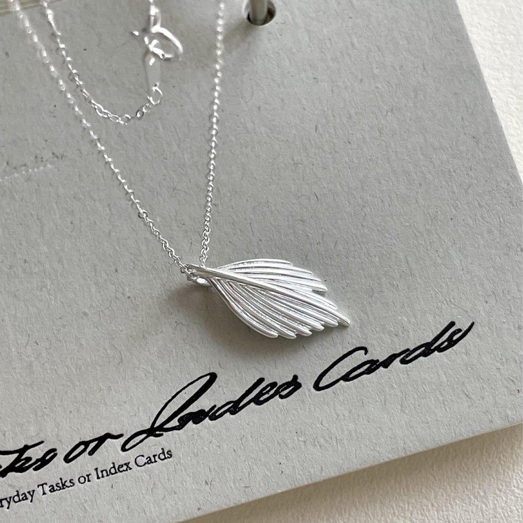 Office Irregular Leaf Feather 925 Sterling Silver Necklace