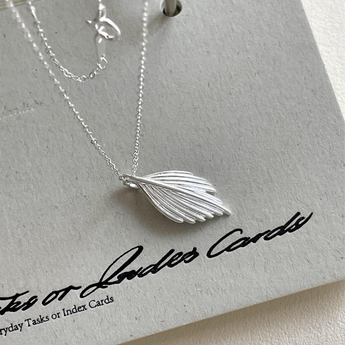 Office Irregular Leaf Feather 925 Sterling Silver Necklace