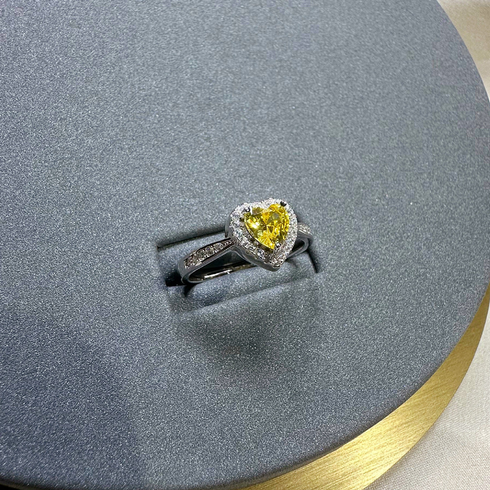 Heart Shape Cubic Zirconia Halo 925 Sterling Silver Ring