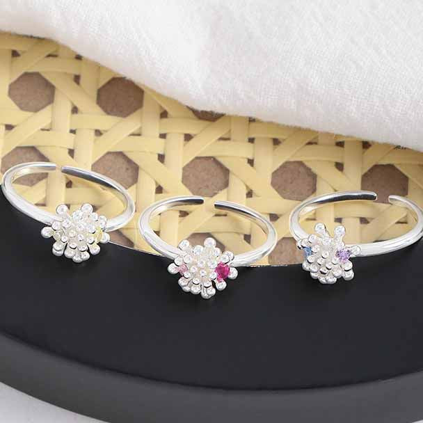 Holiday Irregular CZ Firework 925 Sterling Silver Adjustable Ring
