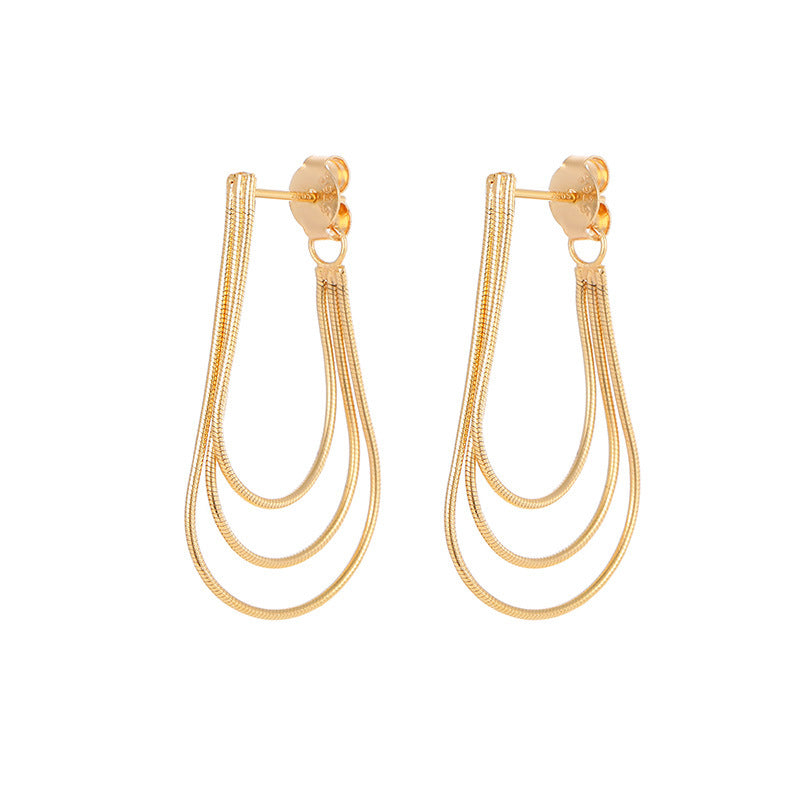 Fashionable Multi-Layer Drop Geometric Design 925 Sterling Silver Earrings