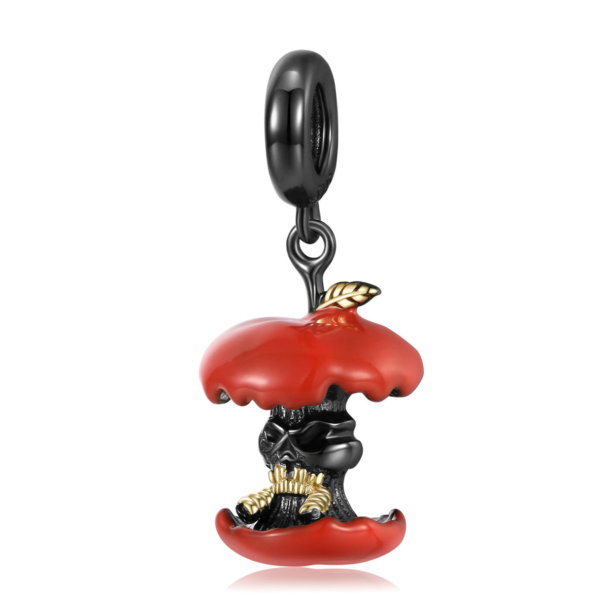 Dark Style Colorful Drip Punk Skull Poison Apple Black Gold Enamel S925 Sterling Silver DIY Charm