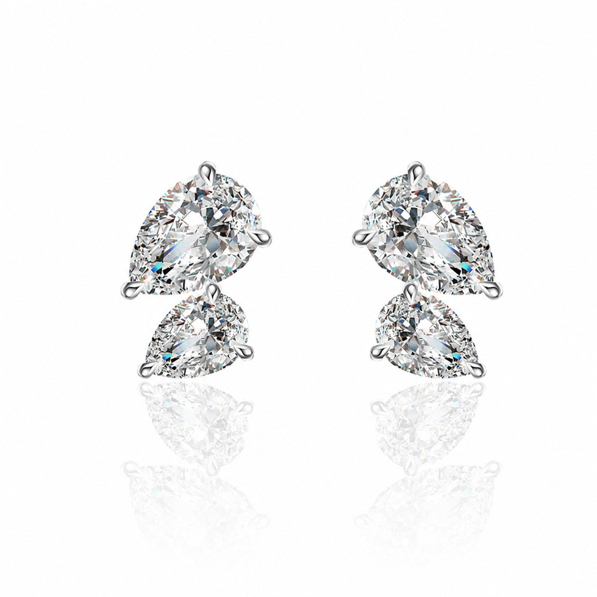 Mossanite Double Pear-Shaped 925 Sterling Silver Earrings
