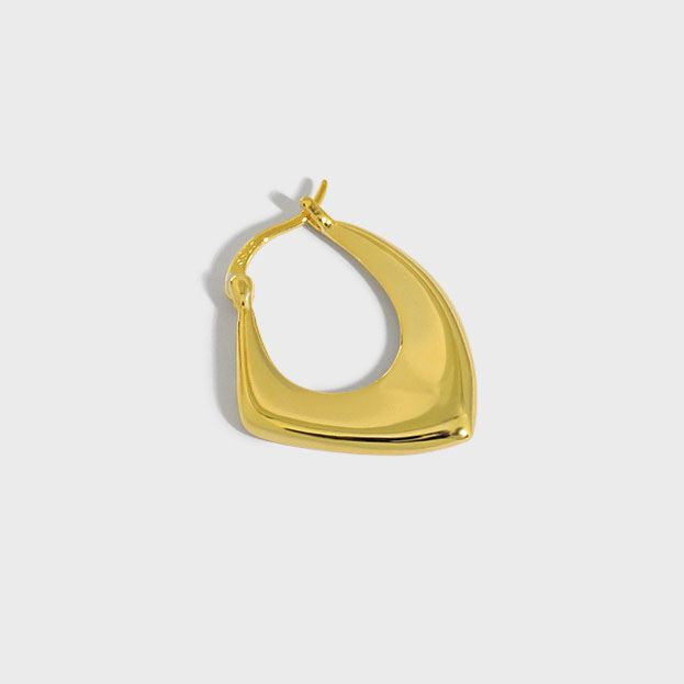 Geometry Irregular Hollow Rhombus 925 Sterling Silver Hoop Earring (Single)