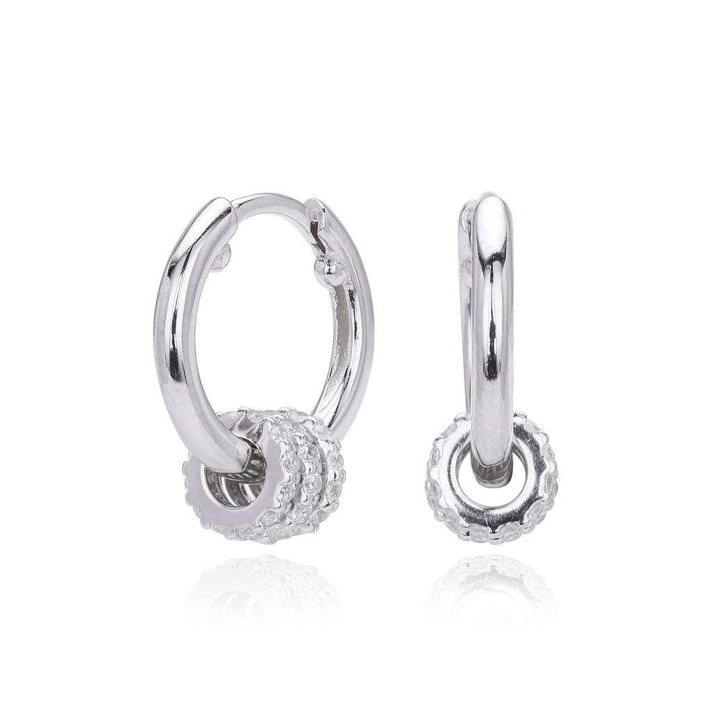 Modern Circle Design Elegant Geometric Cubic Zirconia Gold and Silver Tone 925 Sterling Silver Earrings