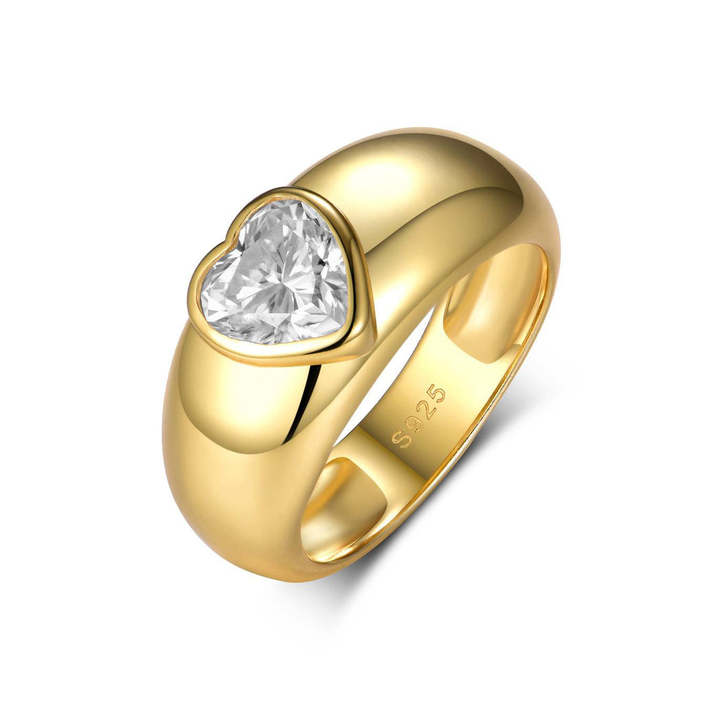 Best selling Heart-Shaped Moissanite Thick  Band 925 Sterling Silver Ring