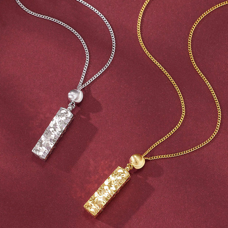Women Modern Elegant Geometric Rectangular Bar Pendant 925 Sterling Silver Plated Chain Necklace
