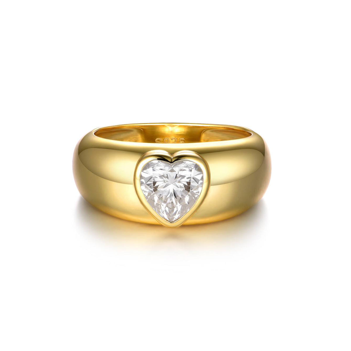 Best selling Heart-Shaped Moissanite Thick  Band 925 Sterling Silver Ring