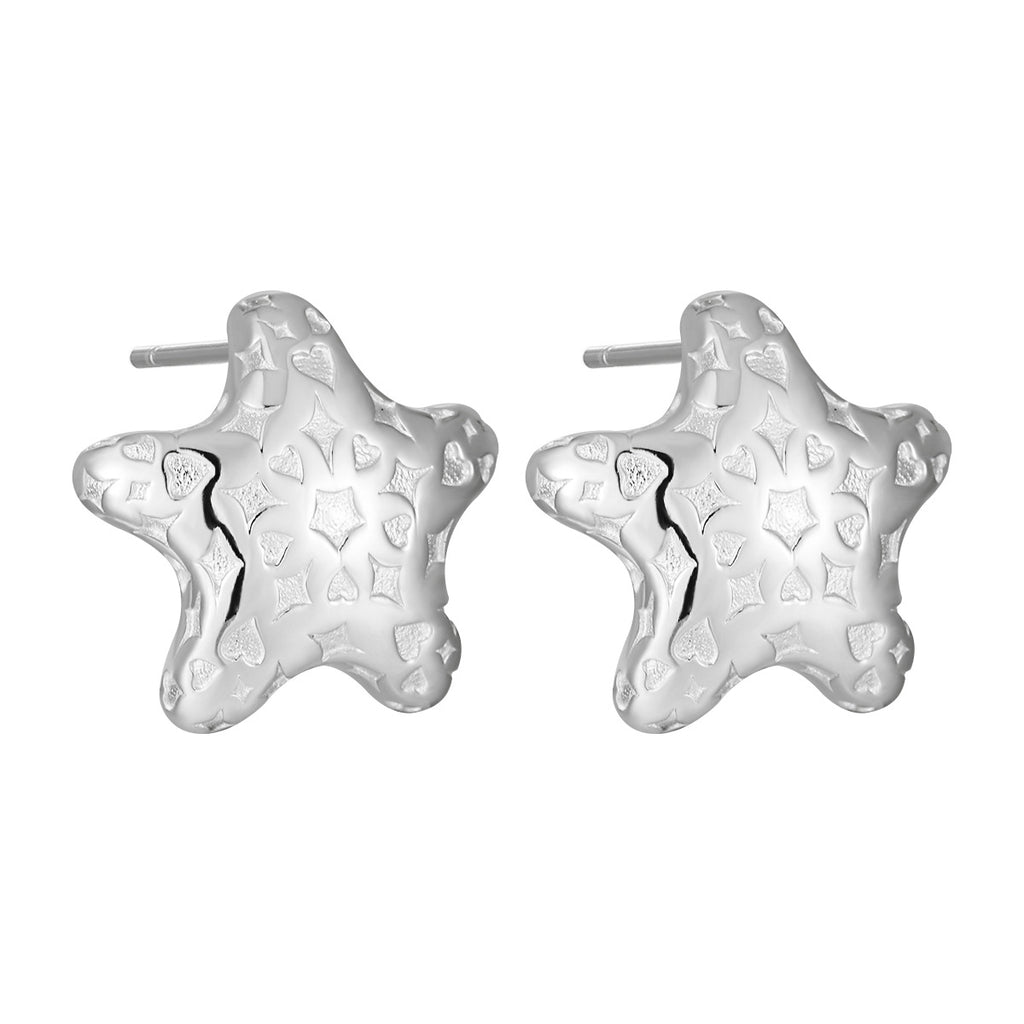 Women Starfish Pattern Sweet Cool Style S925 Sterling Silver Stud Earrings